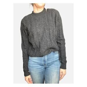 Naadam Cashmere Sweater Cable Knit Rollneck Gray Large